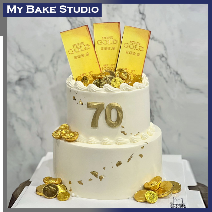 Gold bar and coin cake