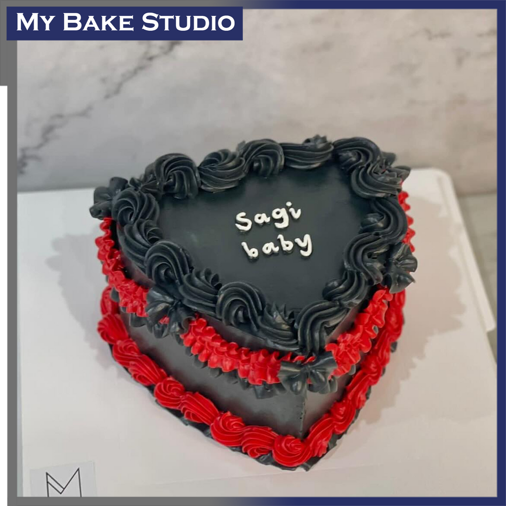 Victorian Black Red Heart Cake
