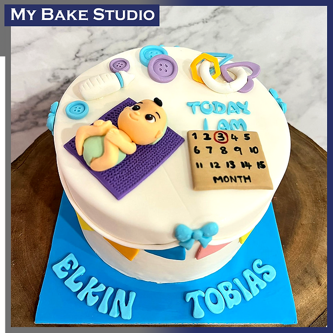 Blue cake with teddy bear | Baby Boy Cakes | Baby shower cakes